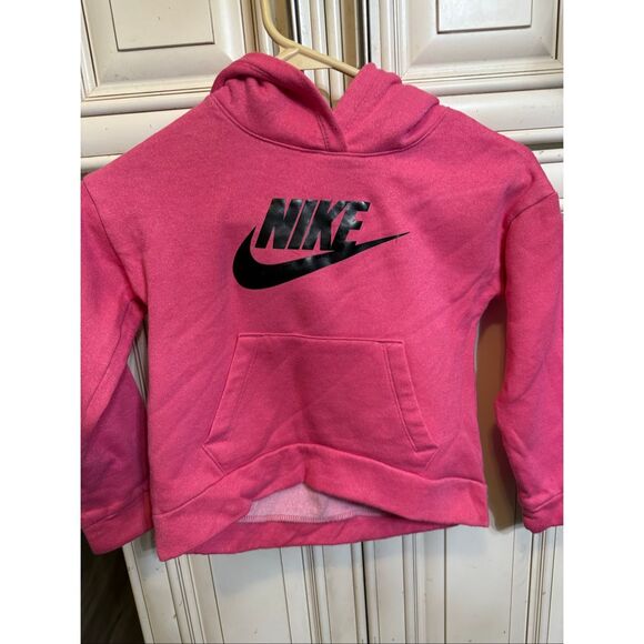 Nike Girls Club Fleece High Low Pullover Hoodie Sweatshirt Pink Black Size Large - Picture 4 of 7